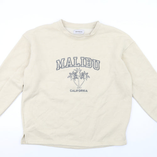 BASSINI Womens Beige Cotton Pullover Sweatshirt Size XL Pullover - Malibu California