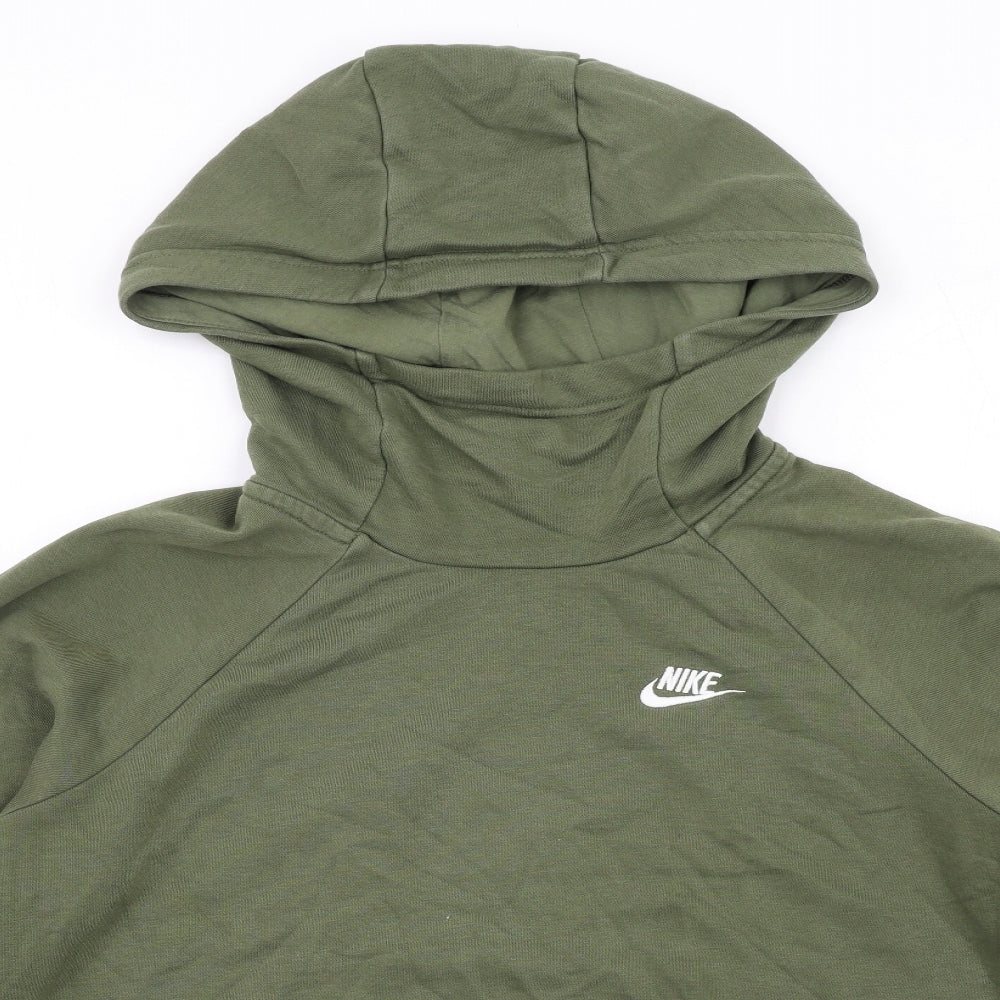 Nike Mens Green Cotton Pullover Hoodie Size S