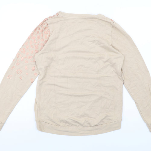 Oasis Womens Beige Animal Print Viscose Pullover Sweatshirt Size XS Pullover - Leopard pattern