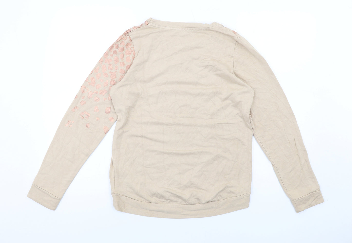 Oasis Womens Beige Animal Print Viscose Pullover Sweatshirt Size XS Pullover - Leopard pattern