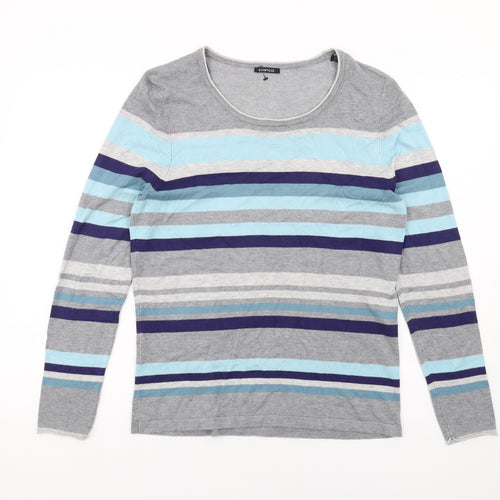 Bianca Womens Multicoloured Round Neck Striped Viscose Pullover Jumper Size 12