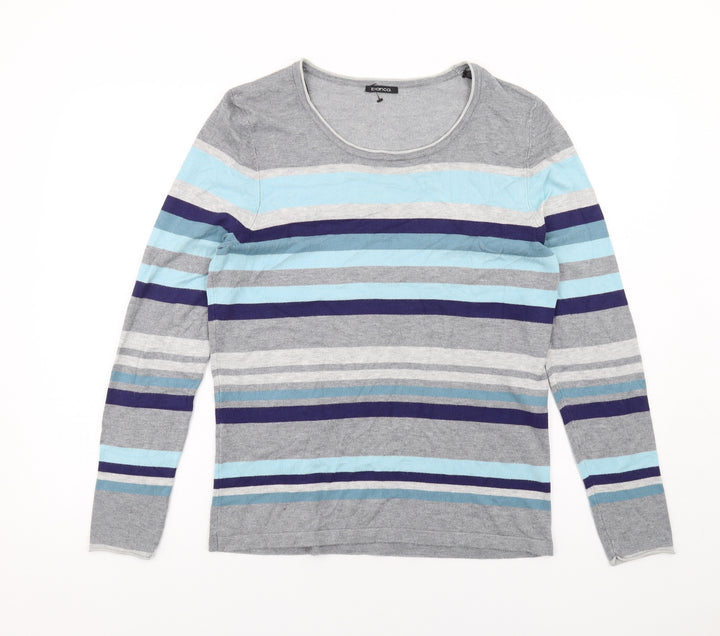 Bianca Womens Multicoloured Round Neck Striped Viscose Pullover Jumper Size 12