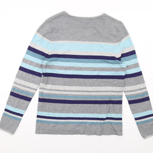 Bianca Womens Multicoloured Round Neck Striped Viscose Pullover Jumper Size 12