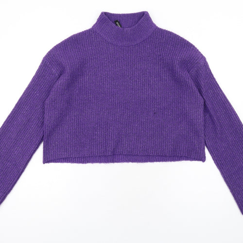 H&M Womens Purple Mock Neck Acrylic Pullover Jumper Size S