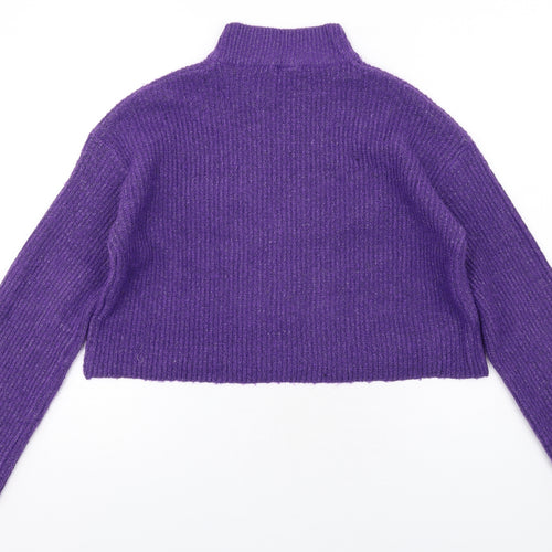 H&M Womens Purple Mock Neck Acrylic Pullover Jumper Size S