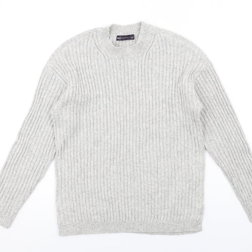 Marks and Spencer Womens Grey Mock Neck Polyester Pullover Jumper Size S
