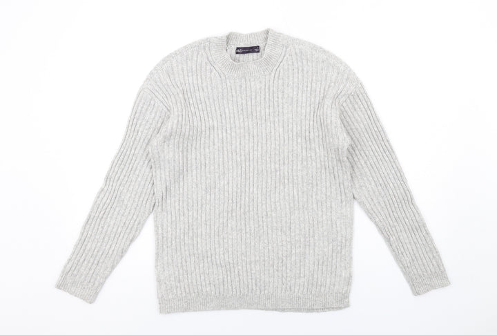 Marks and Spencer Womens Grey Mock Neck Polyester Pullover Jumper Size S