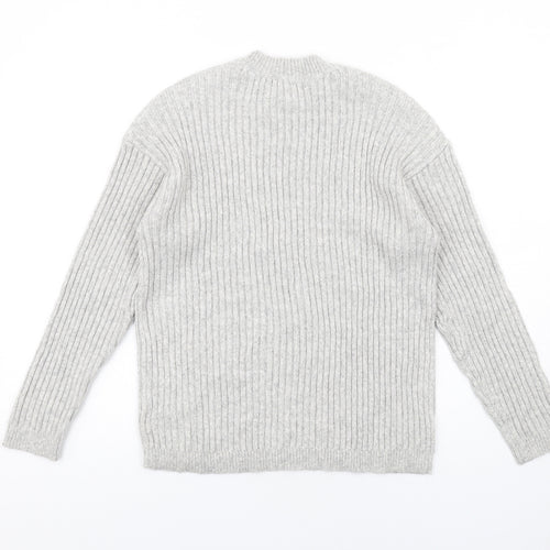 Marks and Spencer Womens Grey Mock Neck Polyester Pullover Jumper Size S