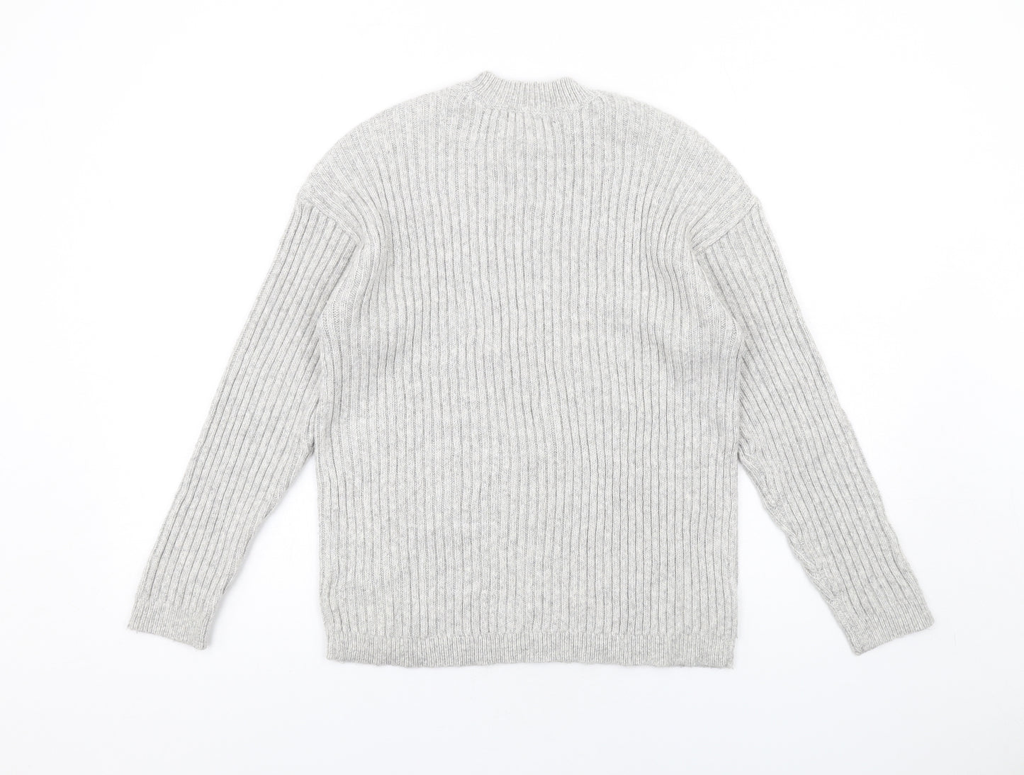 Marks and Spencer Womens Grey Mock Neck Polyester Pullover Jumper Size S