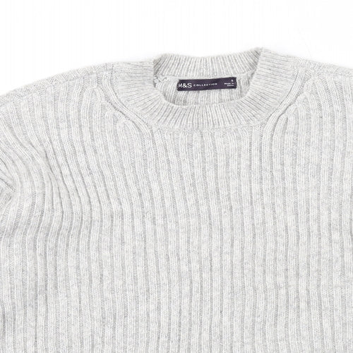 Marks and Spencer Womens Grey Mock Neck Polyester Pullover Jumper Size S