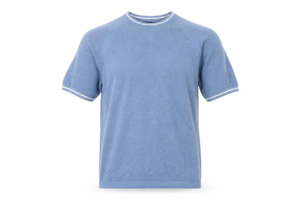 Autograph Mens Blue Round Neck Cotton Pullover Jumper Size XS Short Sleeve