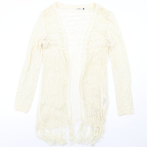 Only Womens Ivory V-Neck Cotton Cardigan Jumper Size S