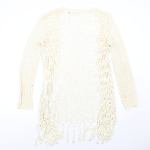 Only Womens Ivory V-Neck Cotton Cardigan Jumper Size S