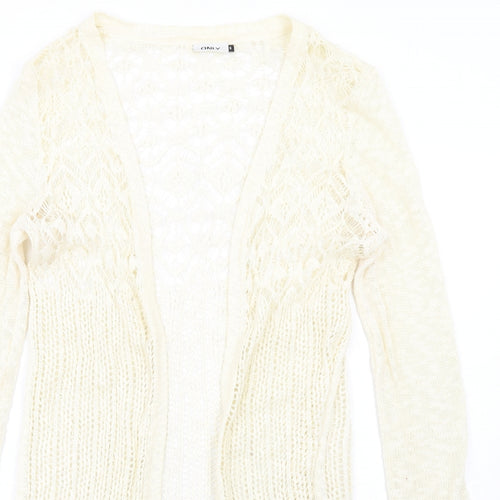 Only Womens Ivory V-Neck Cotton Cardigan Jumper Size S