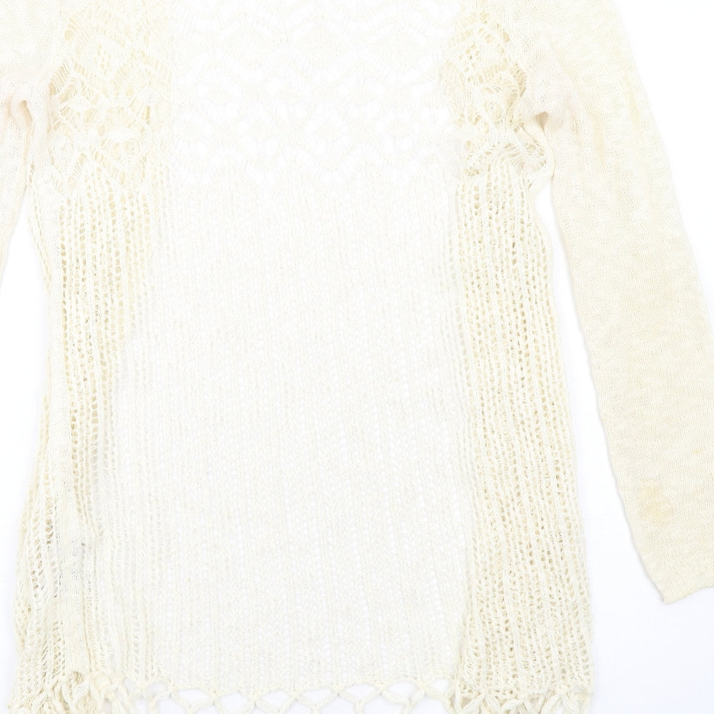 Only Womens Ivory V-Neck Cotton Cardigan Jumper Size S