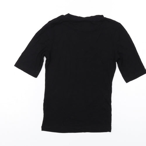 COLLUSION Womens Black Cotton Basic T-Shirt Size 4 Mock Neck