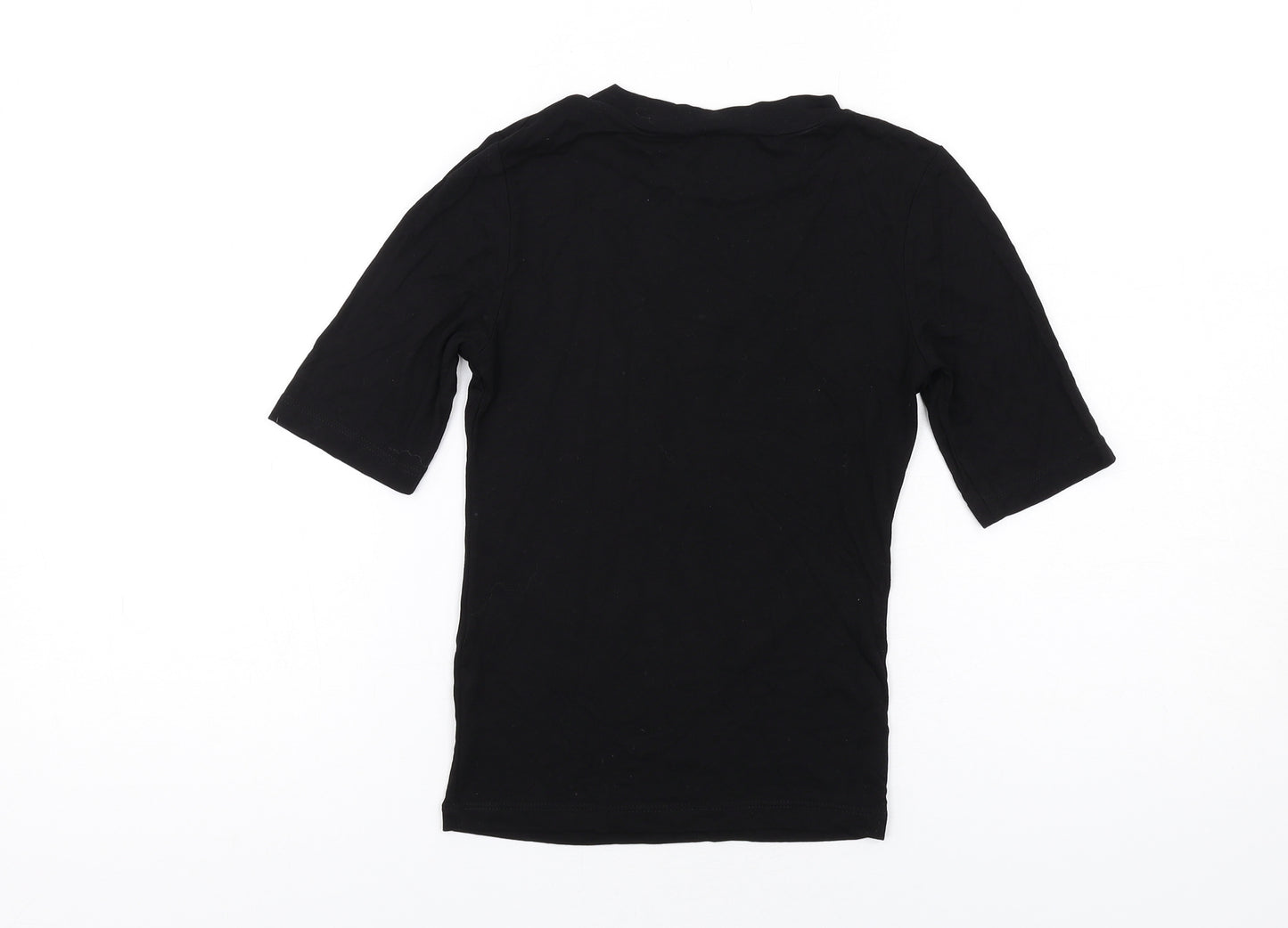 COLLUSION Womens Black Cotton Basic T-Shirt Size 4 Mock Neck