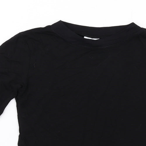 COLLUSION Womens Black Cotton Basic T-Shirt Size 4 Mock Neck