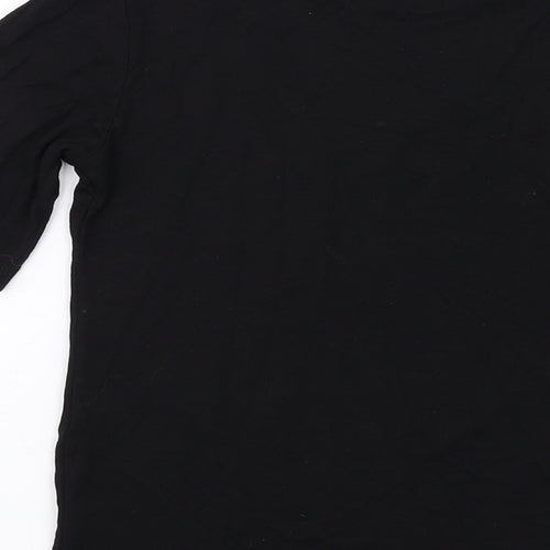 COLLUSION Womens Black Cotton Basic T-Shirt Size 4 Mock Neck