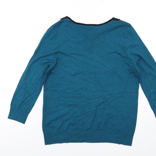 Bonmarché Womens Blue Round Neck Viscose Pullover Jumper Size 12