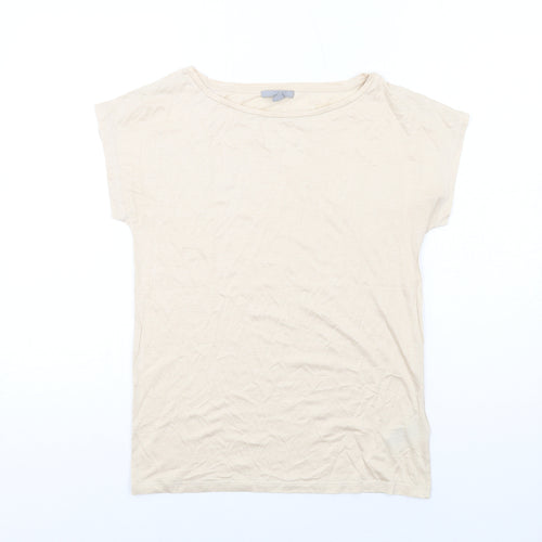 COS Womens Ivory Lyocell Basic T-Shirt Size XS Boat Neck
