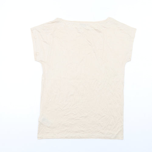COS Womens Ivory Lyocell Basic T-Shirt Size XS Boat Neck