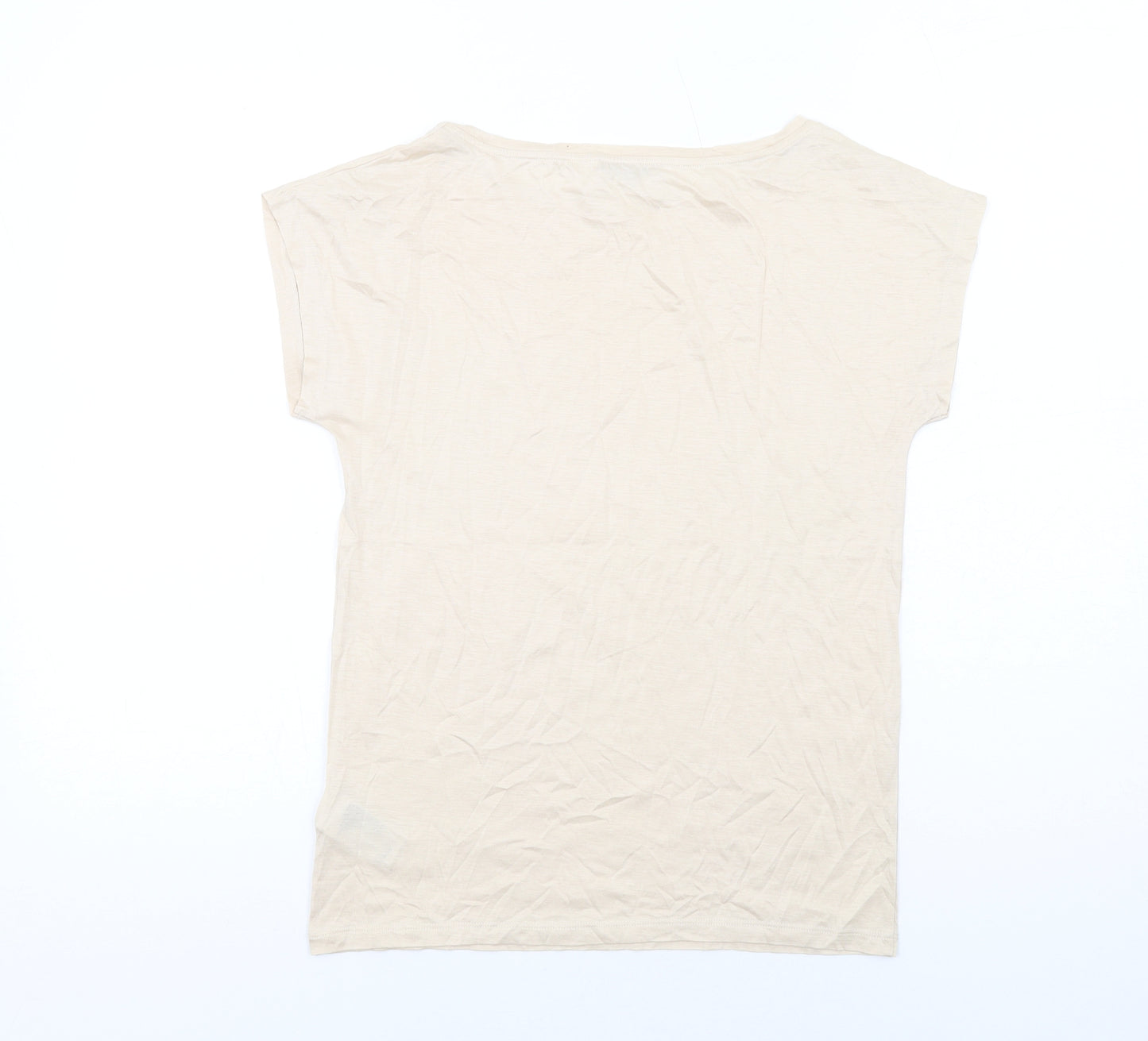 COS Womens Ivory Lyocell Basic T-Shirt Size XS Boat Neck