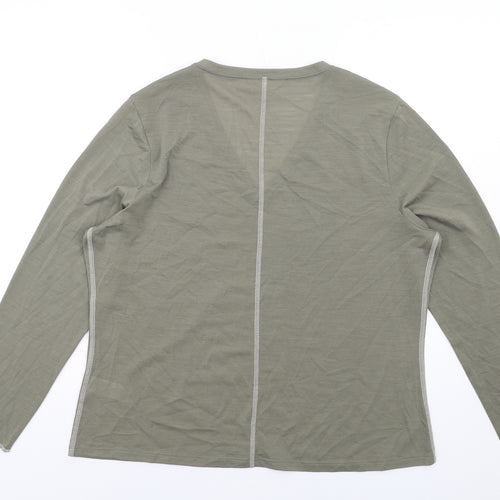 Per Una Womens Green Polyester Basic T-Shirt Size 18 V-Neck - Contrast Stitching