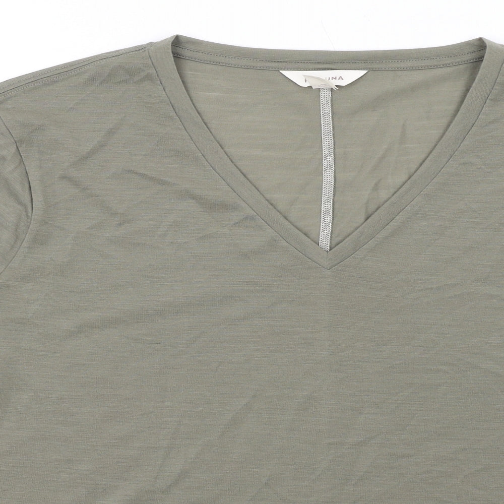 Per Una Womens Green Polyester Basic T-Shirt Size 18 V-Neck - Contrast Stitching