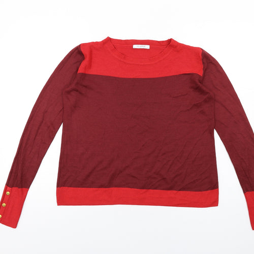 Classic Womens Red Round Neck Acrylic Pullover Jumper Size 8