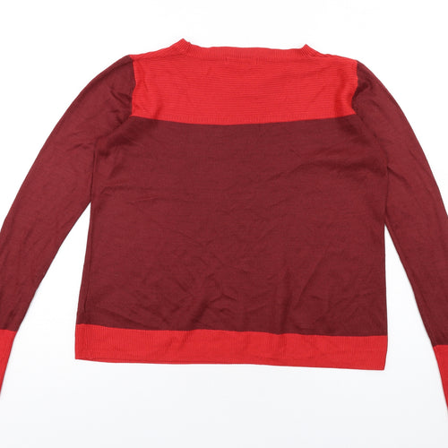 Classic Womens Red Round Neck Acrylic Pullover Jumper Size 8