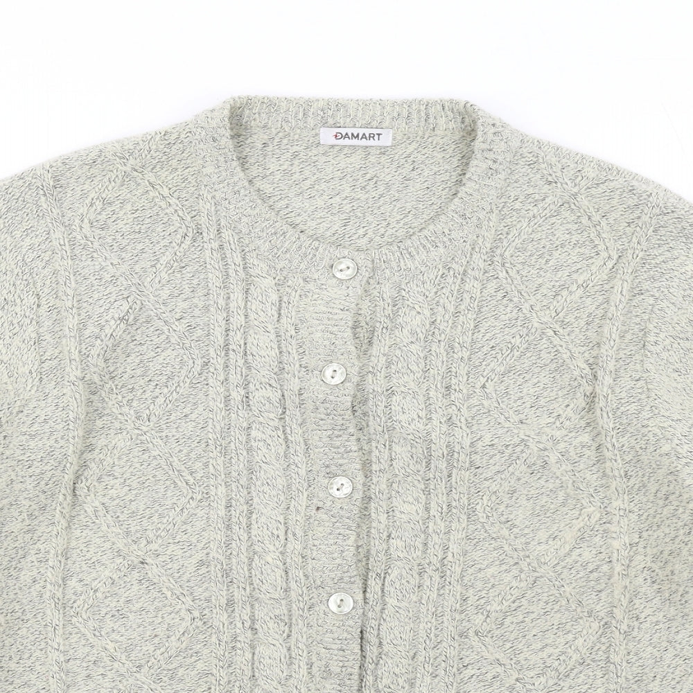 Damart Womens Beige Round Neck Acrylic Cardigan Jumper Size 14