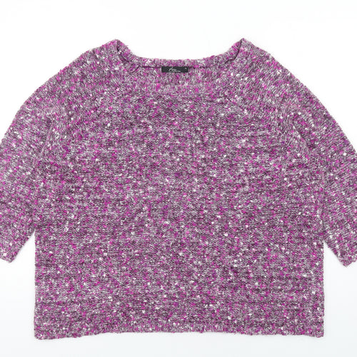 Bonmarché Womens Purple Round Neck Acrylic Pullover Jumper Size XL