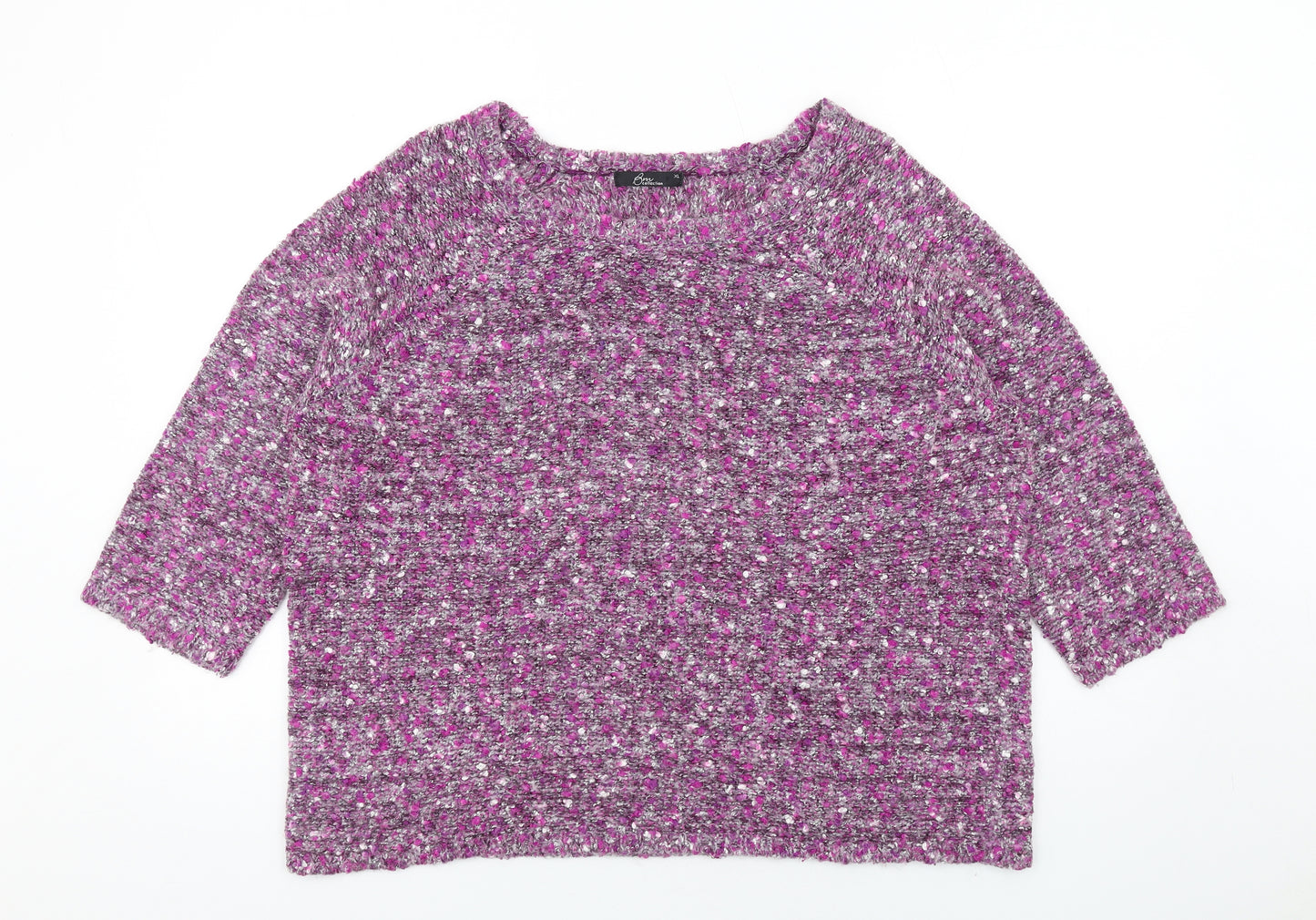 Bonmarché Womens Purple Round Neck Acrylic Pullover Jumper Size XL