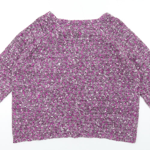 Bonmarché Womens Purple Round Neck Acrylic Pullover Jumper Size XL
