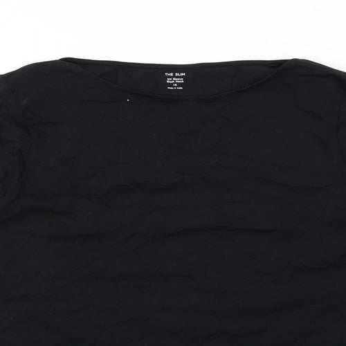 Marks and Spencer Womens Black Cotton Basic T-Shirt Size 16 Boat Neck