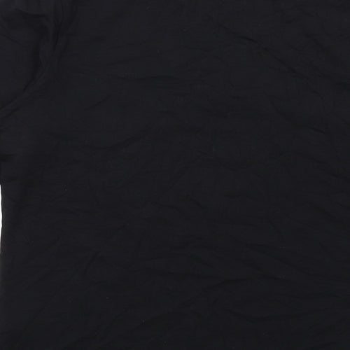 Marks and Spencer Womens Black Cotton Basic T-Shirt Size 16 Boat Neck