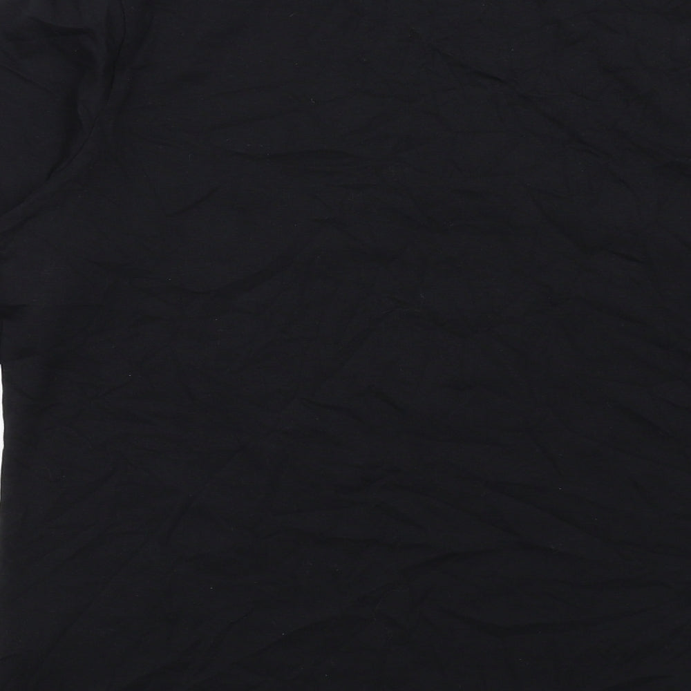 Marks and Spencer Womens Black Cotton Basic T-Shirt Size 16 Boat Neck