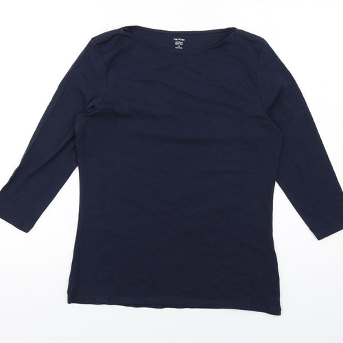 Marks and Spencer Womens Blue Cotton Basic T-Shirt Size 14 Round Neck