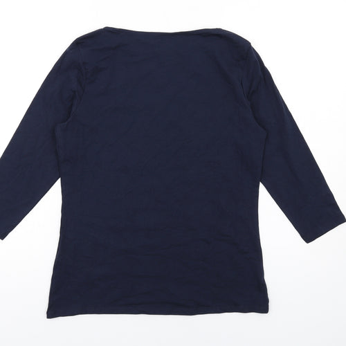 Marks and Spencer Womens Blue Cotton Basic T-Shirt Size 14 Round Neck