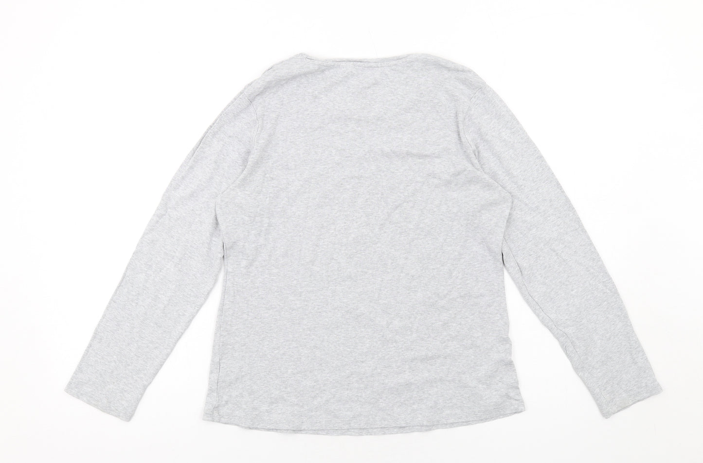 Marks and Spencer Womens Grey Cotton Basic T-Shirt Size 14 Round Neck