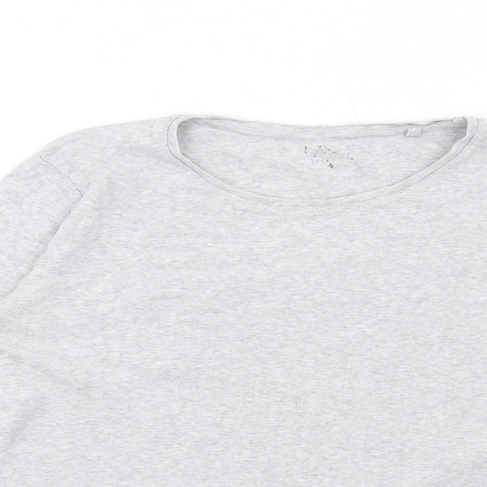 Marks and Spencer Womens Grey Cotton Basic T-Shirt Size 14 Round Neck