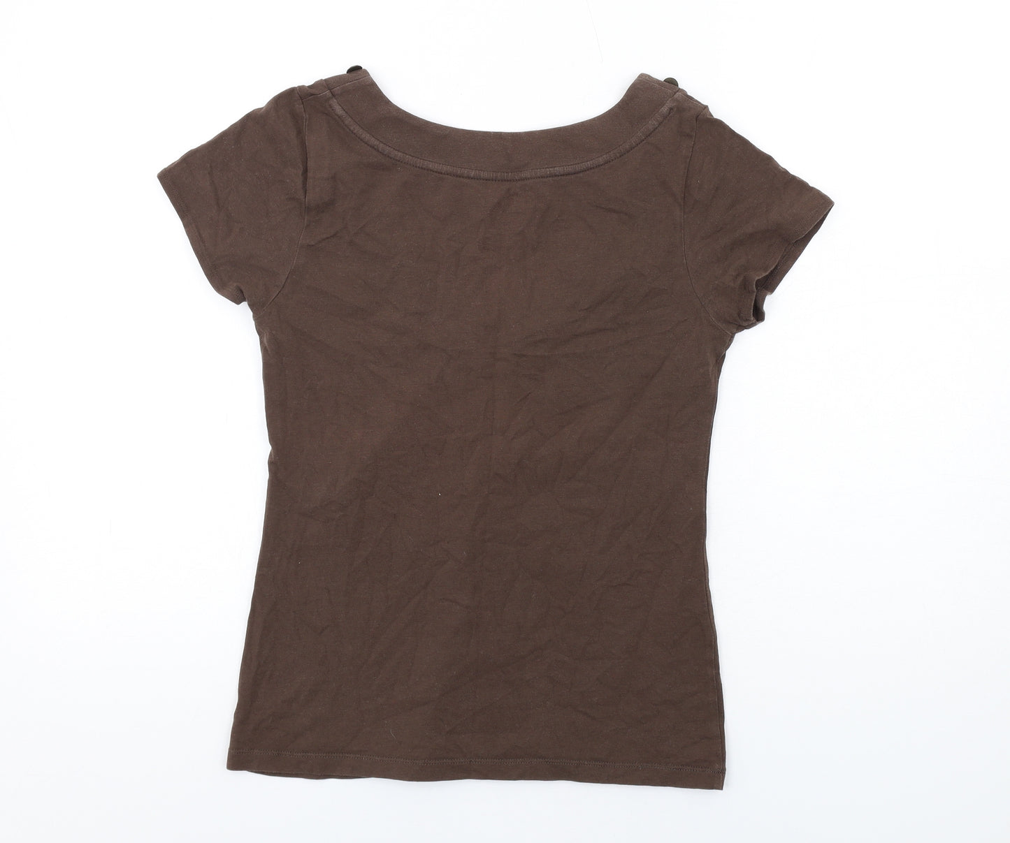 Lane Bryant Womens Brown Cotton Basic T-Shirt Size M Scoop Neck