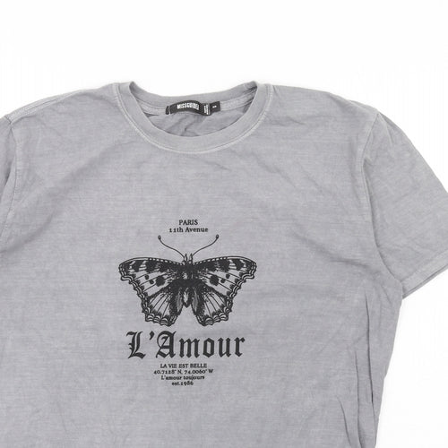 Missguided Womens Grey Cotton Basic T-Shirt Size S Round Neck - L'Armour Butterfly