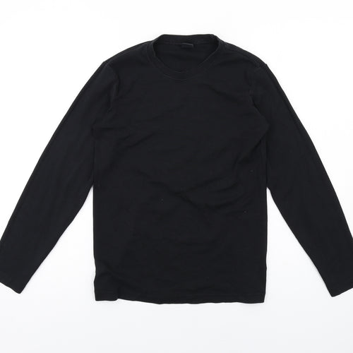 Cotton Traders Womens Black Cotton Basic T-Shirt Size S Round Neck