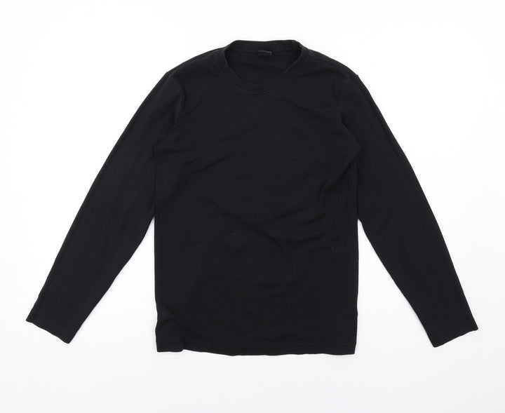 Cotton Traders Womens Black Cotton Basic T-Shirt Size S Round Neck