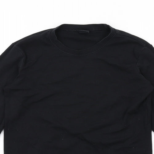 Cotton Traders Womens Black Cotton Basic T-Shirt Size S Round Neck