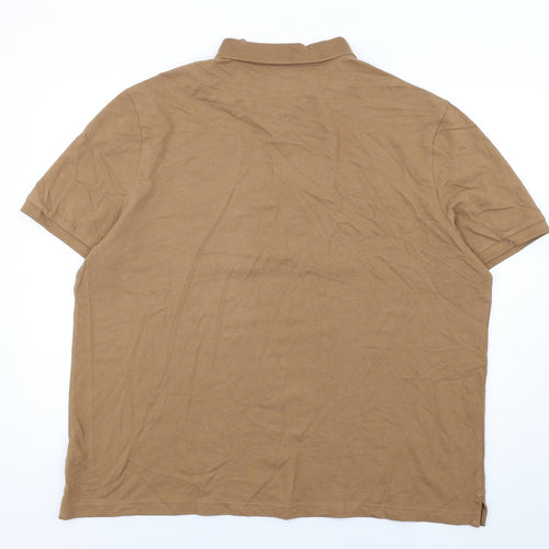Marks and Spencer Mens Brown Cotton Polo Size 3XL Collared Button