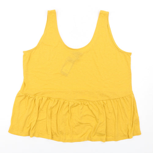 New Look Womens Yellow Polyester Basic Tank Size 24 Round Neck