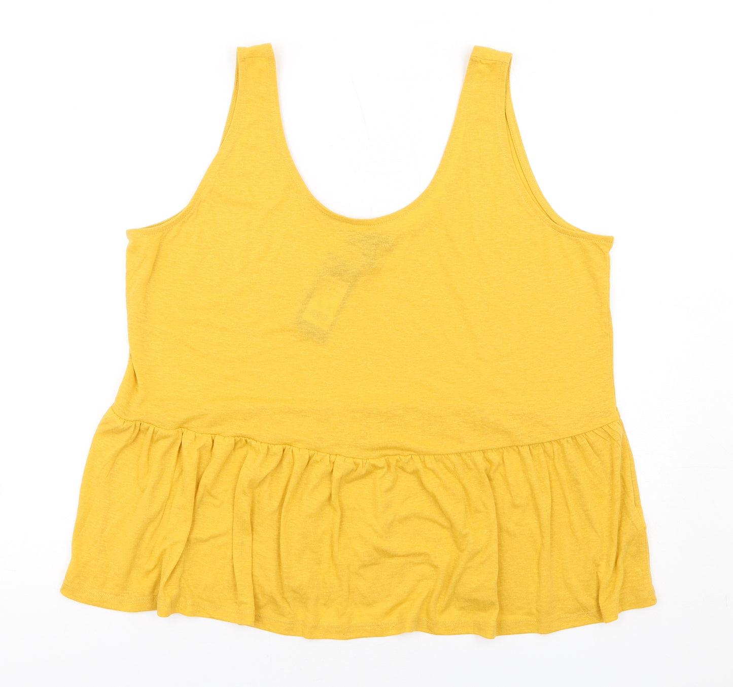 New Look Womens Yellow Polyester Basic Tank Size 24 Round Neck